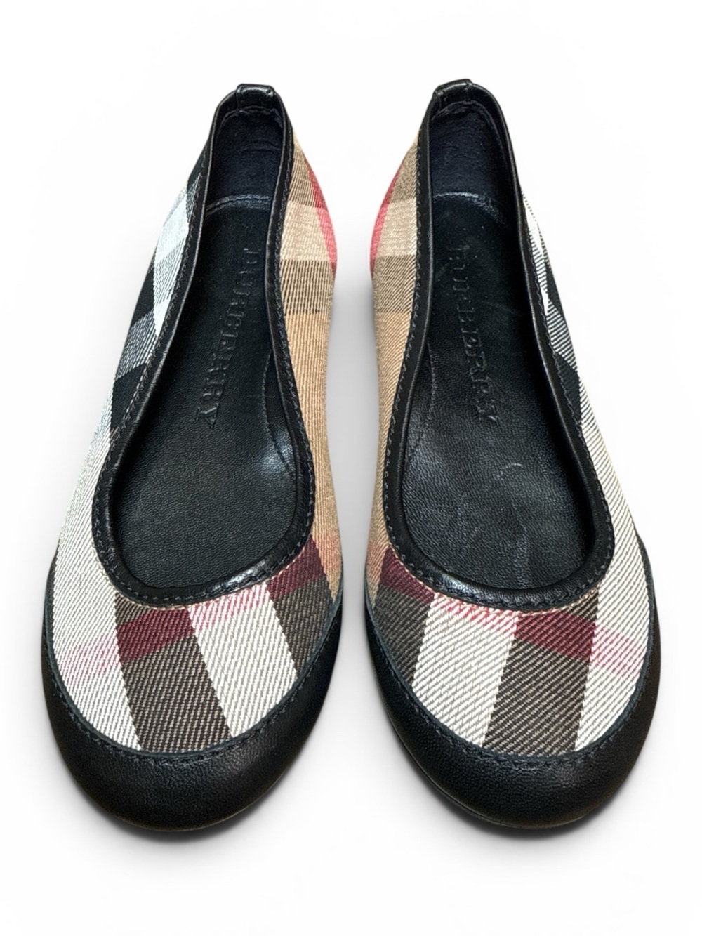 Burberry Girl's Size 30 Check Patterned Round Toe Ballet Flats NWT Made in Italy
